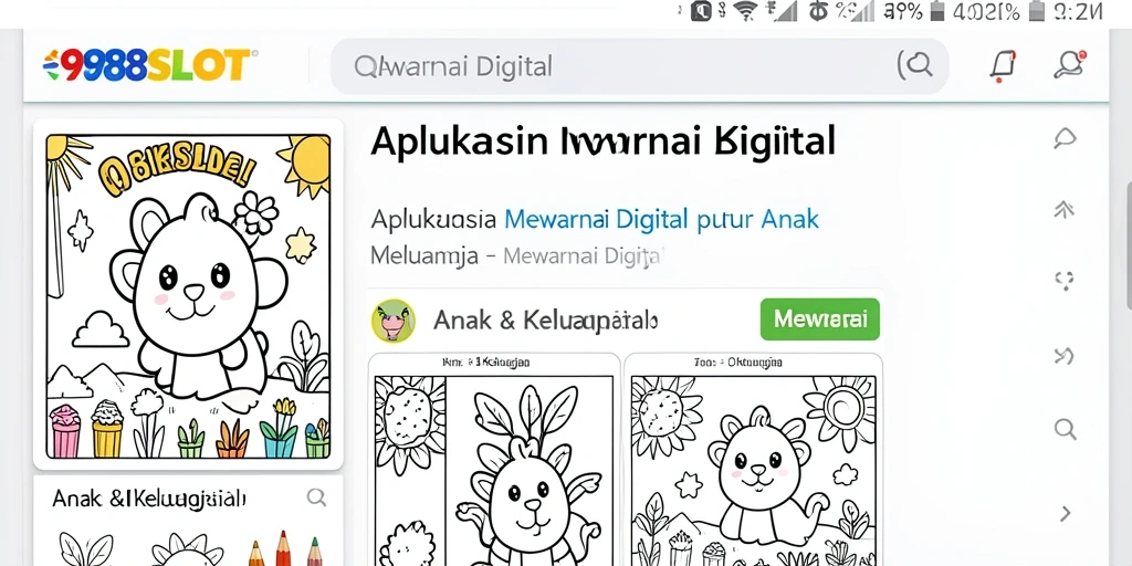 Tampilan aplikasi mewarnai digital yang interaktif dan menarik.