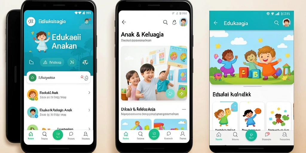 Antarmuka belajar interaktif D73 bagi anak-anak.
