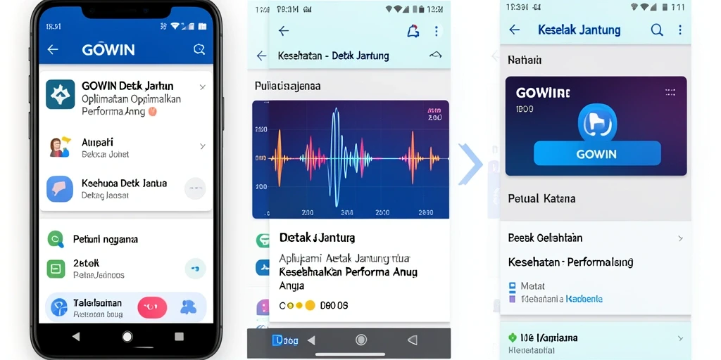 Antarmuka GOWIN yang informatif dan interaktif untuk memantau detak jantung.