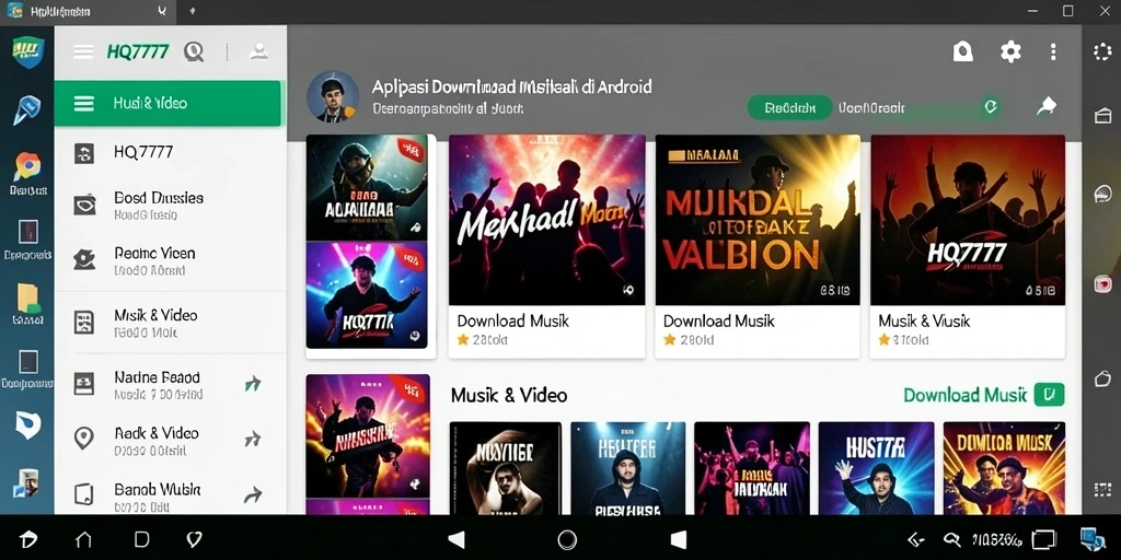 Antarmuka HQ777 yang sederhana dan menarik untuk Download Musik.