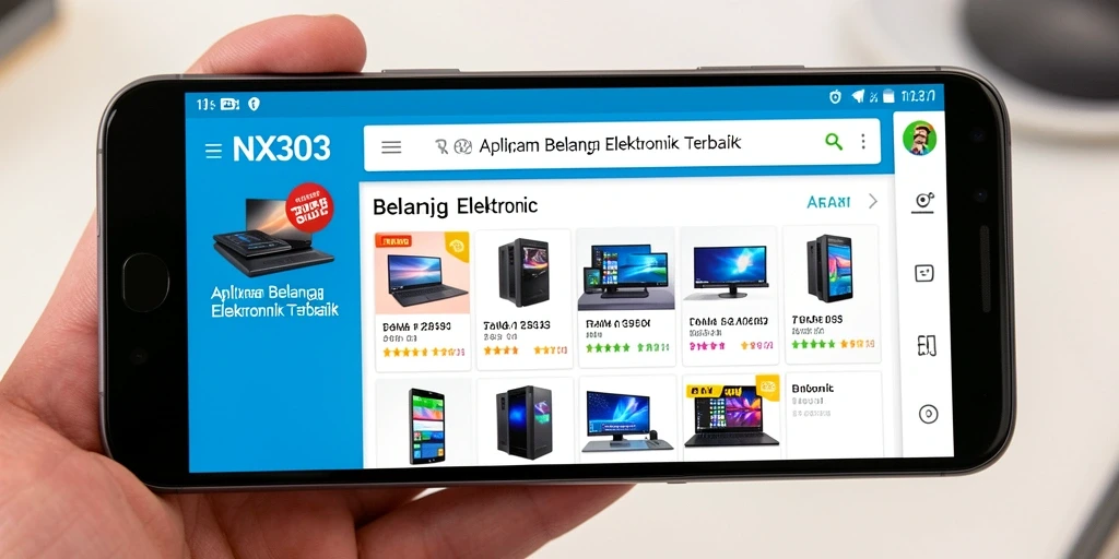Antarmuka aplikasi NX303 yang user-friendly untuk belanja elektronik.