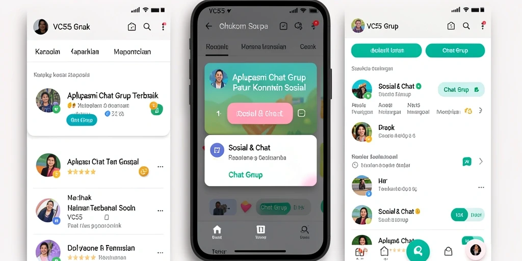 Antarmuka aplikasi VC55 yang menarik untuk Chat Grup.