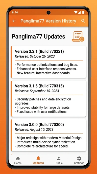 Riwayat Versi Aplikasi panglima77 untuk Android